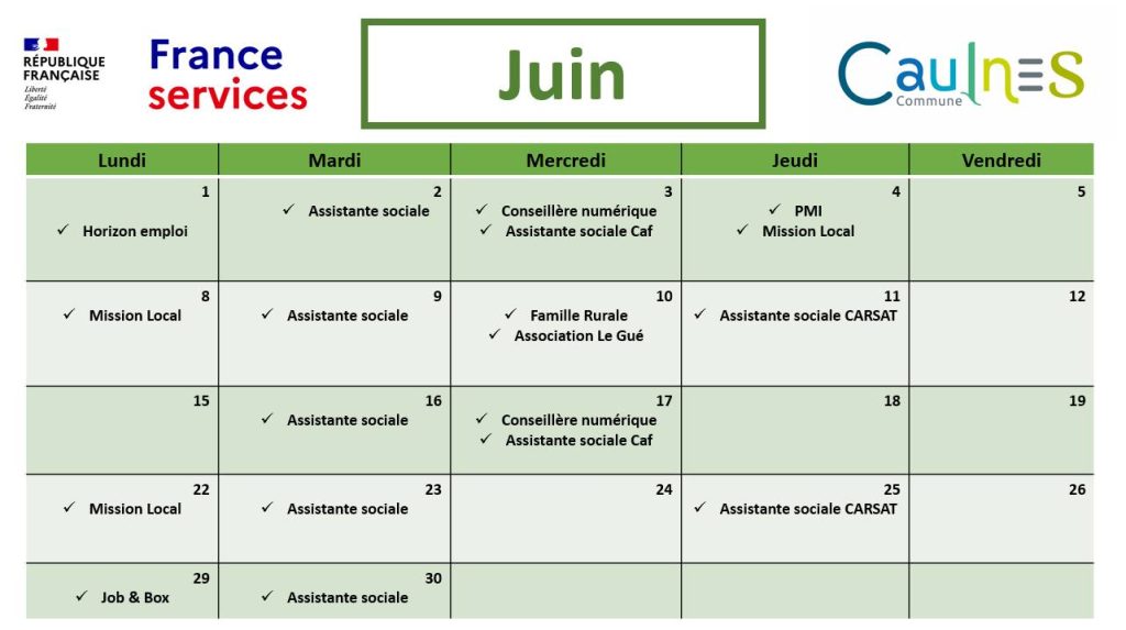 permanences france service juin 2026
