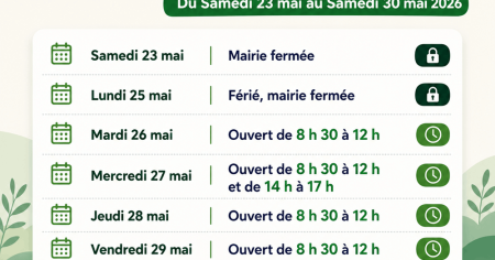 horaires mairie plumaudan mai 2026