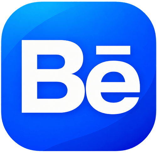 Icône Behance bleue avec logo blanc