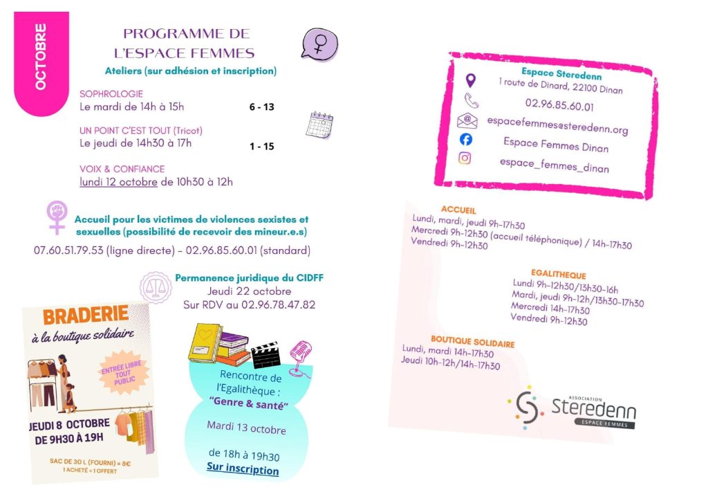 Planning Espace Femmes octobre 2026